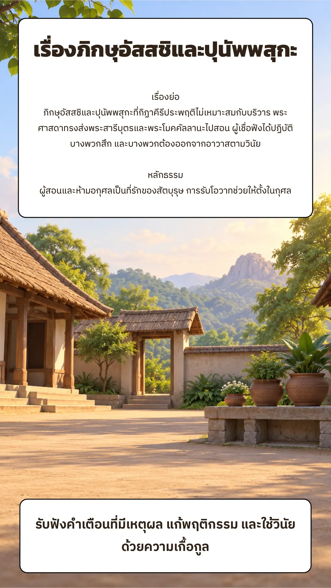 เรื่องภิกษุอัสสชิและปุนัพพสุกะ ปกหลัง