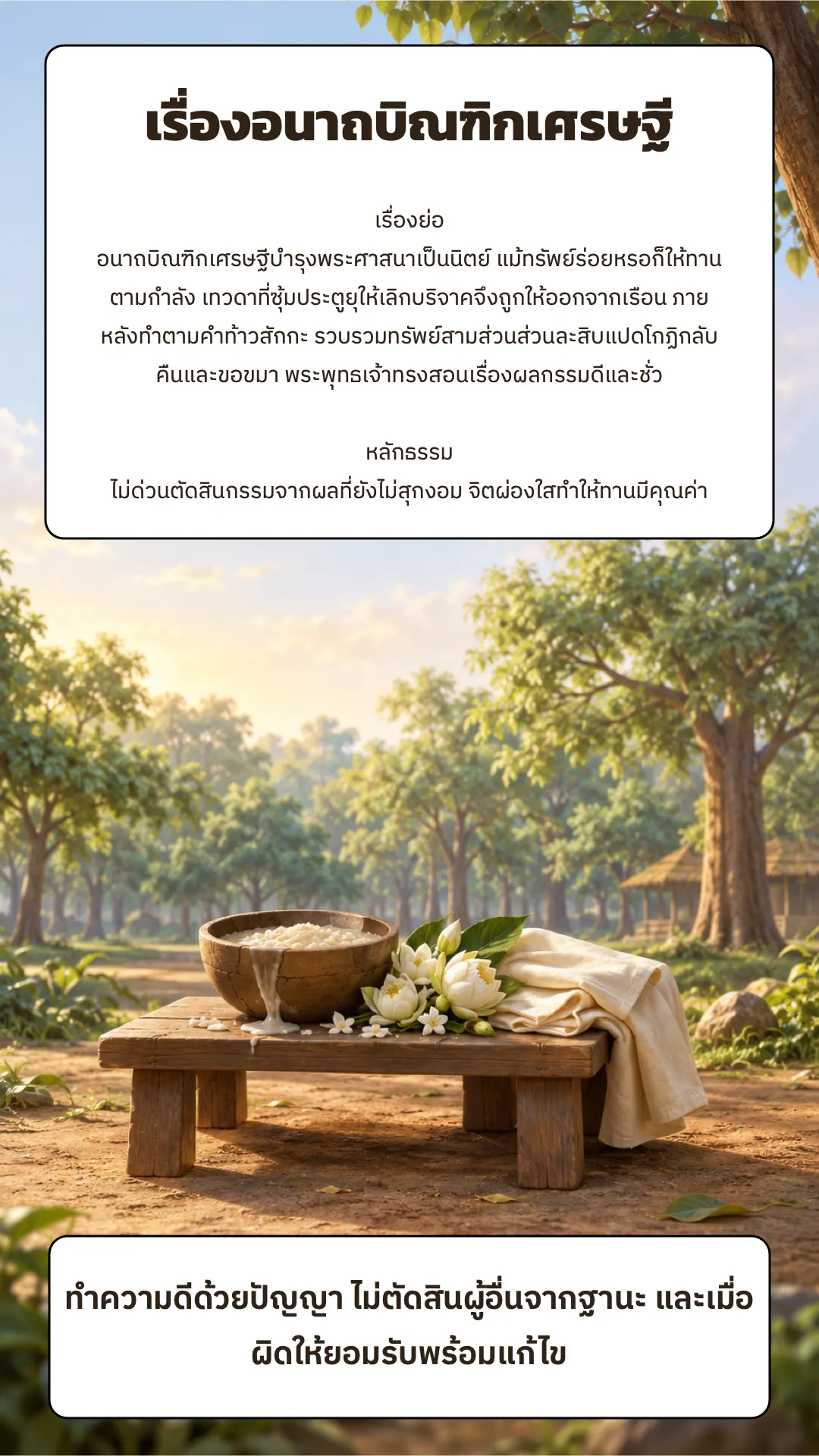 เรื่องอนาถบิณฑิกเศรษฐี ปกหลัง