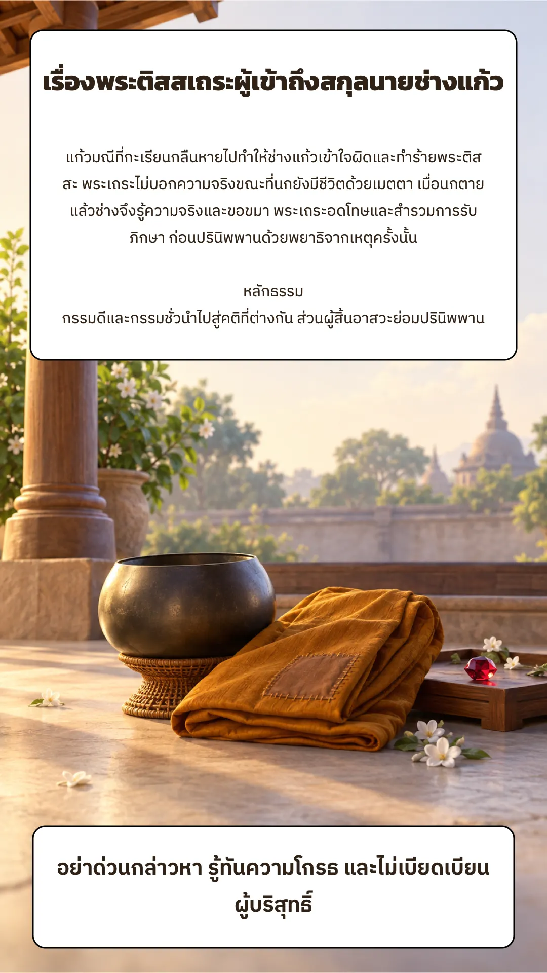 เรื่องพระติสสเถระผู้เข้าถึงสกุลนายช่างแก้ว ปกหลัง