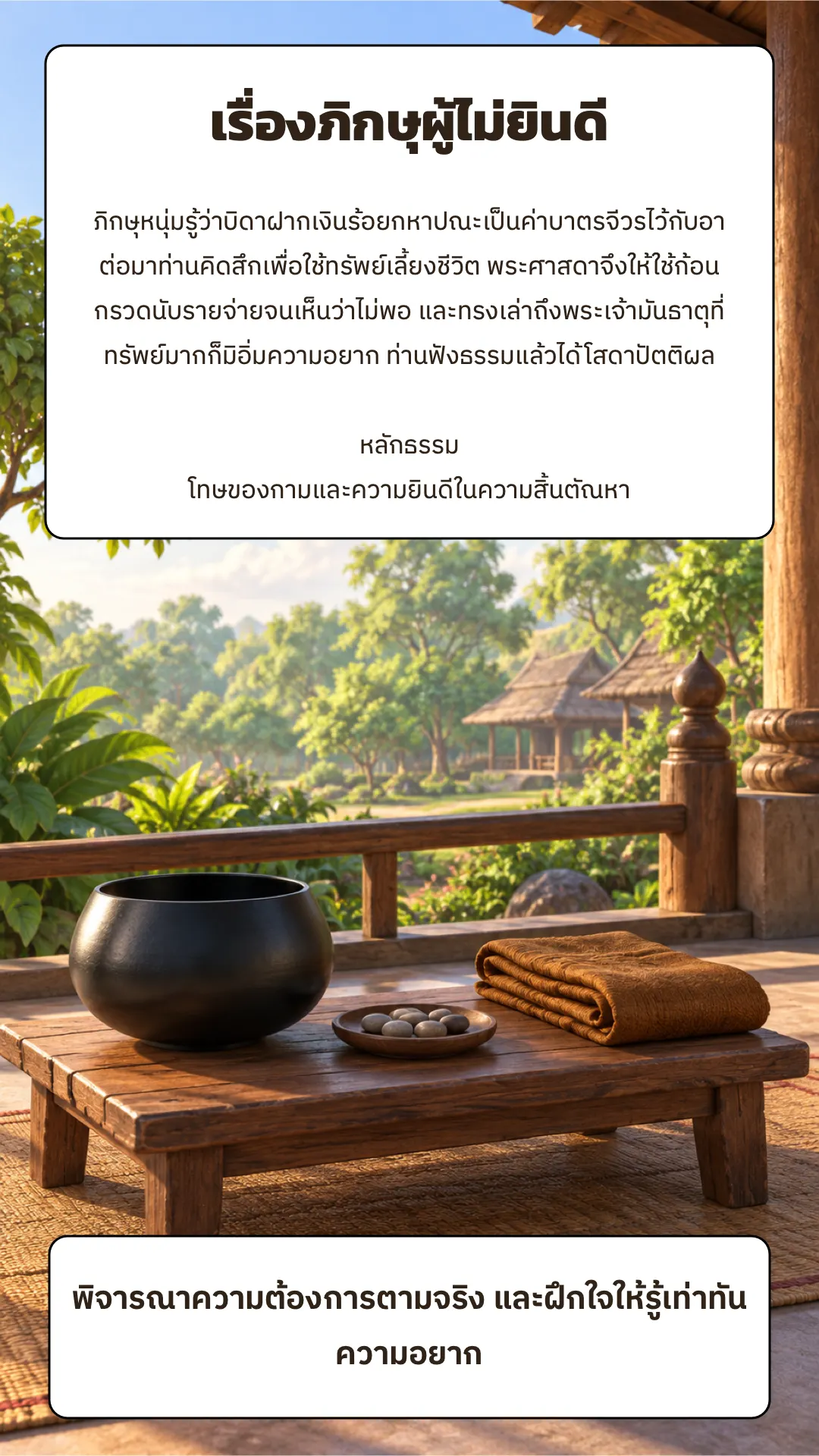 เรื่องภิกษุผู้ไม่ยินดี ปกหลัง