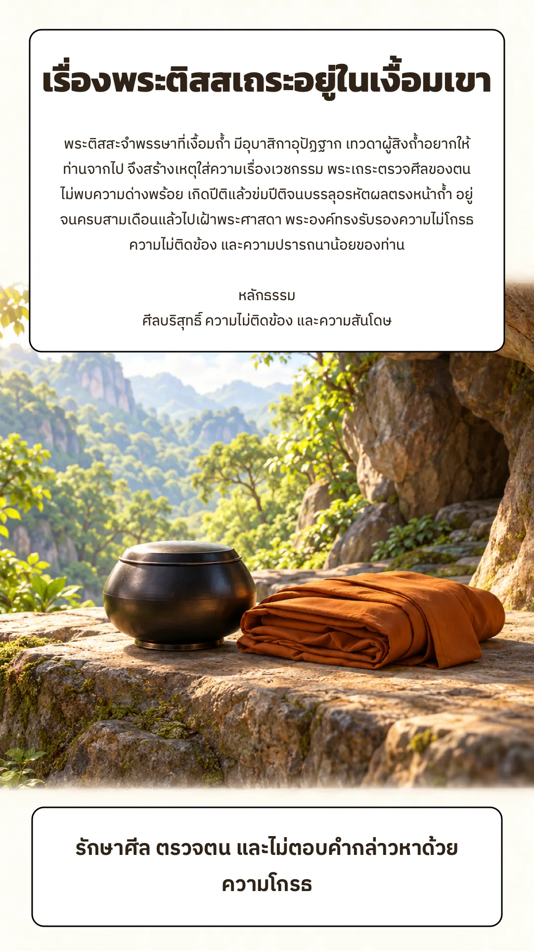 พระติสสเถระอยู่ในเงื้อมเขา ปกหลัง